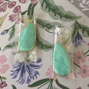 Teardrop Turquoise Earrings with gold accents